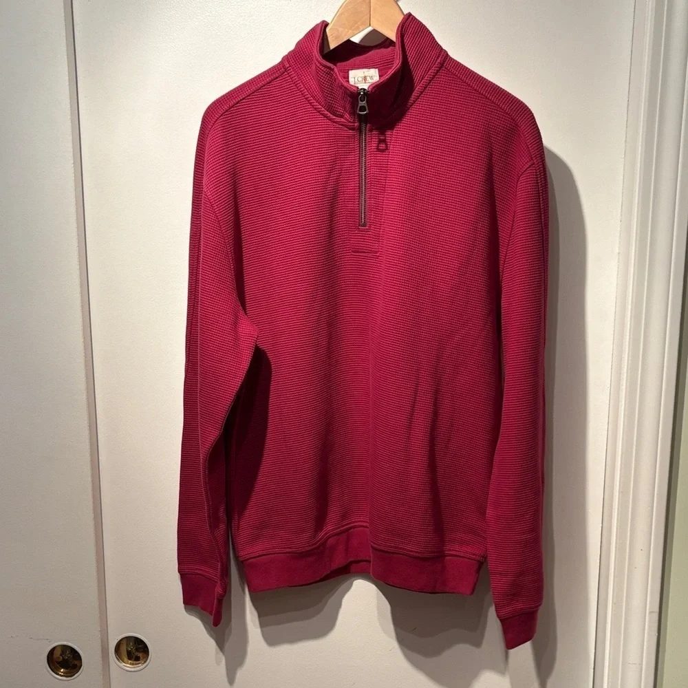 J Crew Brushed Waffle Knit Half Zip Pullover M